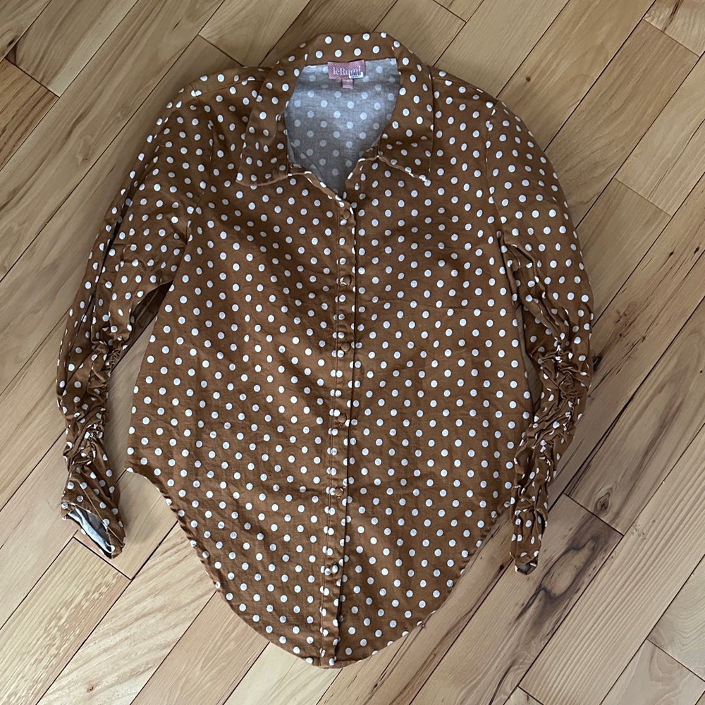 Brown Polka Dot Women's Top